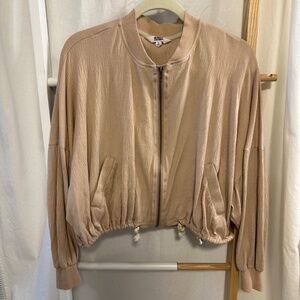 BB Dakota by Steve Madden Novelty Fast Car Crop Bomber Jacket, Light Tan, L